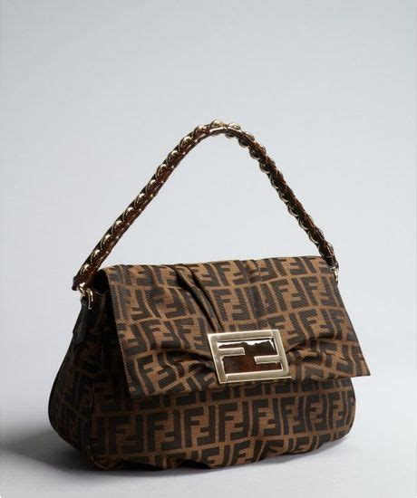 fendi light brwn canvas shoulder|Fendi shoulder bag.